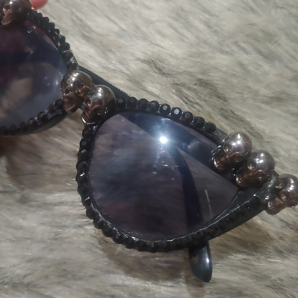 Womens Plastic Acyrlic Black bling rhinestone custom skull sunglasses main image 8
